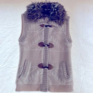 Pink Republic Girls Knit Vest with Faux Fur Collar and Sherpa Lined